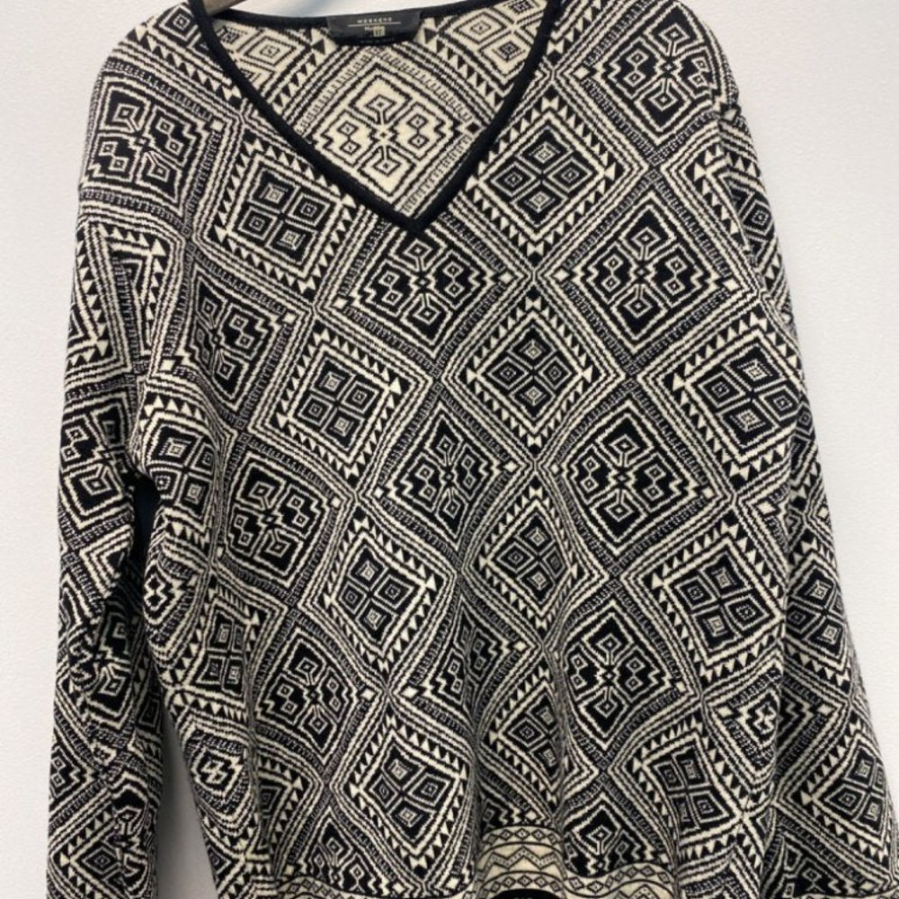 Max Mara Black And Off White Patterned XL Blouse